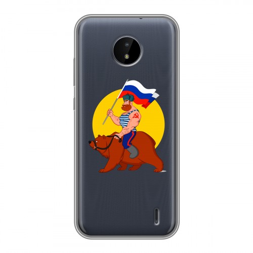Полупрозрачный дизайнерский пластиковый чехол для Nokia C20 Российский флаг