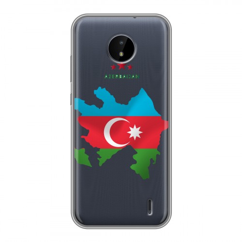 Полупрозрачный дизайнерский пластиковый чехол для Nokia C20 Флаг Азербайджана