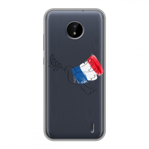 Полупрозрачный дизайнерский пластиковый чехол для Nokia C20 Флаг Франции