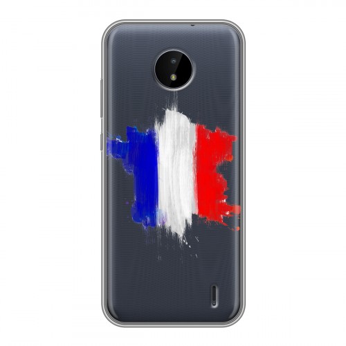 Полупрозрачный дизайнерский пластиковый чехол для Nokia C20 Флаг Франции