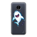 Полупрозрачный дизайнерский пластиковый чехол для Nokia C20 Прозрачные акулы