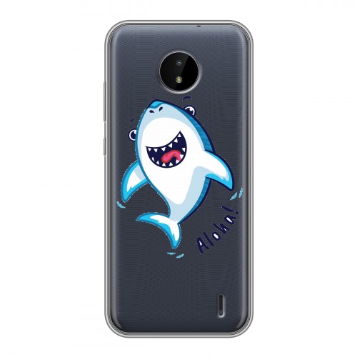 Полупрозрачный дизайнерский силиконовый чехол для Nokia C20 Прозрачные акулы