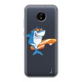 Полупрозрачный дизайнерский пластиковый чехол для Nokia C20 Прозрачные акулы