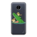 Полупрозрачный дизайнерский пластиковый чехол для Nokia C20 Прозрачные крокодилы