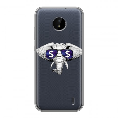 Полупрозрачный дизайнерский силиконовый чехол для Nokia C20 Прозрачные слоны