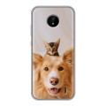 Дизайнерский силиконовый чехол для Nokia C20 Собака и котенок