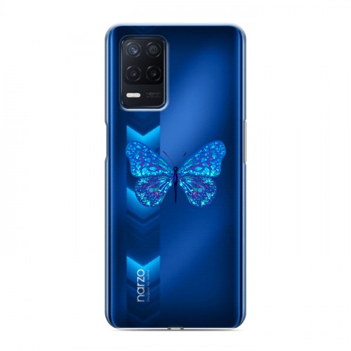 Полупрозрачный дизайнерский силиконовый чехол для Realme Narzo 30 5G прозрачные Бабочки 