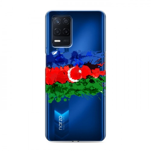 Полупрозрачный дизайнерский силиконовый чехол для Realme Narzo 30 5G Флаг Азербайджана