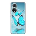 Дизайнерский пластиковый чехол для Huawei Honor 50 Бабочки голубые