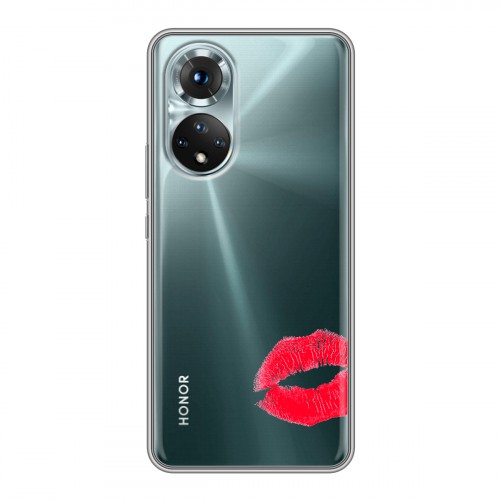 Полупрозрачный дизайнерский силиконовый с усиленными углами чехол для Huawei Honor 50 Прозрачные поцелуи