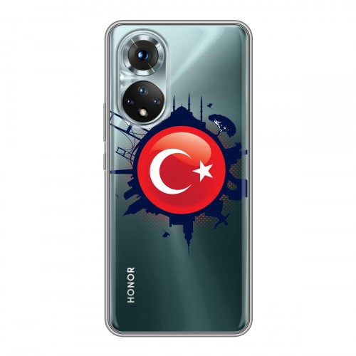 Полупрозрачный дизайнерский пластиковый чехол для Huawei Honor 50 Флаг Турции
