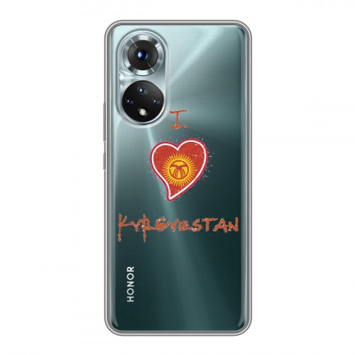 Полупрозрачный дизайнерский силиконовый чехол для Huawei Honor 50 флаг Киргизии