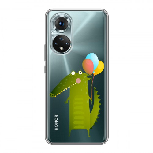 Полупрозрачный дизайнерский пластиковый чехол для Huawei Honor 50 Прозрачные крокодилы