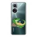 Полупрозрачный дизайнерский силиконовый чехол для Huawei Honor 50 Прозрачные крокодилы