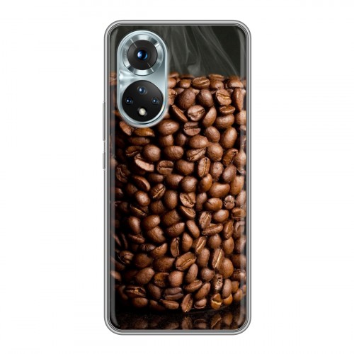 Дизайнерский силиконовый с усиленными углами чехол для Huawei Honor 50 кофе текстуры