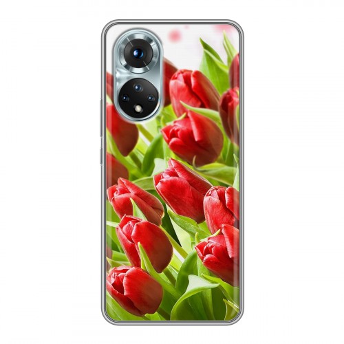 Дизайнерский силиконовый с усиленными углами чехол для Huawei Honor 50 Тюльпаны