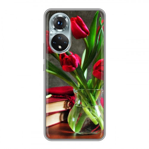 Дизайнерский силиконовый с усиленными углами чехол для Huawei Honor 50 Тюльпаны