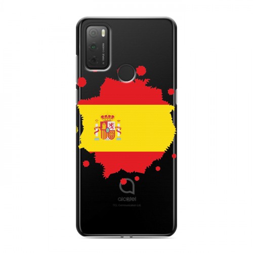 Полупрозрачный дизайнерский пластиковый чехол для Alcatel 3L (2021) флаг Испании