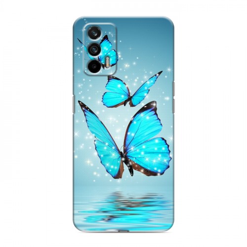 Дизайнерский силиконовый чехол для Realme GT Бабочки голубые