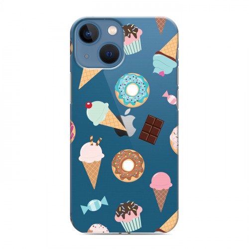 Полупрозрачный дизайнерский пластиковый чехол для Iphone 13 Mini Прозрачные пончики