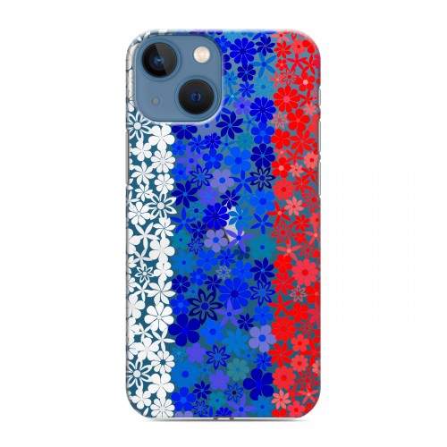 Полупрозрачный дизайнерский пластиковый чехол для Iphone 13 Mini Российский флаг