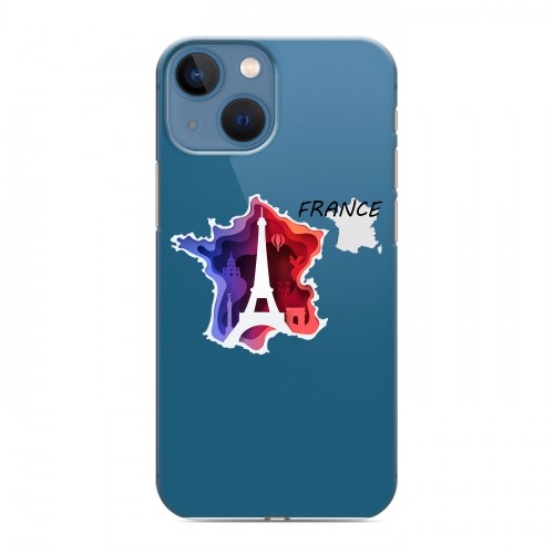 Полупрозрачный дизайнерский пластиковый чехол для Iphone 13 Mini Флаг Франции