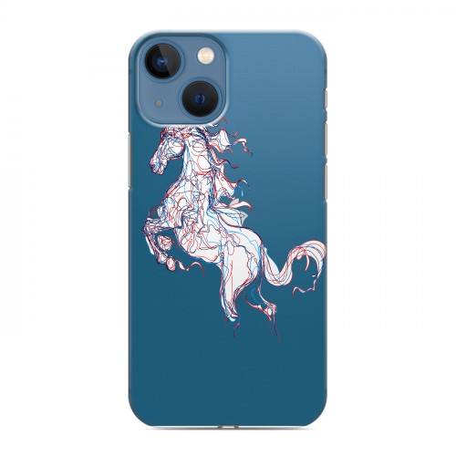 Полупрозрачный дизайнерский пластиковый чехол для Iphone 13 Mini Прозрачные лошади и единороги 