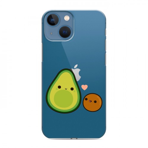 Полупрозрачный дизайнерский пластиковый чехол для Iphone 13 Mini Авокадо