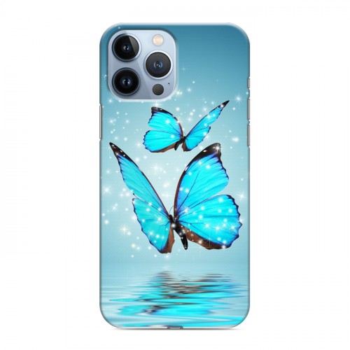Дизайнерский силиконовый чехол для Iphone 13 Pro Max Бабочки голубые