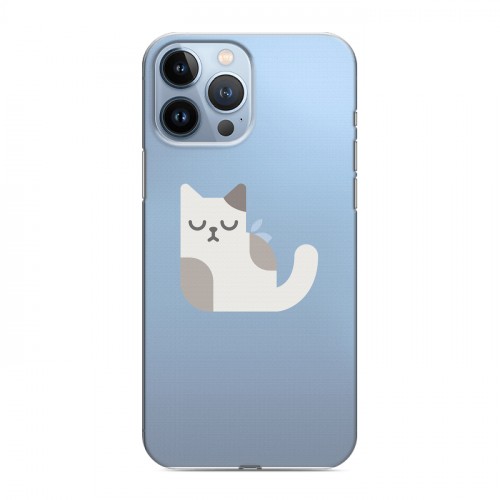 Полупрозрачный дизайнерский пластиковый чехол для Iphone 13 Pro Max Прозрачные кошки