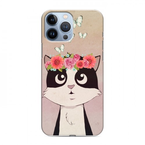 Дизайнерский силиконовый чехол для Iphone 13 Pro Max Животные с цветами