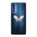 Полупрозрачный дизайнерский пластиковый чехол для Motorola Edge 20 Pro прозрачные Бабочки 