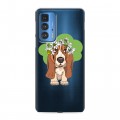 Полупрозрачный дизайнерский пластиковый чехол для Motorola Edge 20 Pro Прозрачные собаки