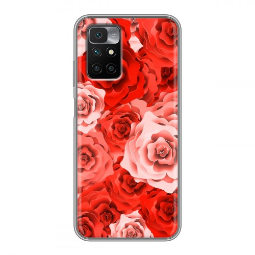 Дизайнерский силиконовый с усиленными углами чехол для Xiaomi Redmi 10 Органические цветы