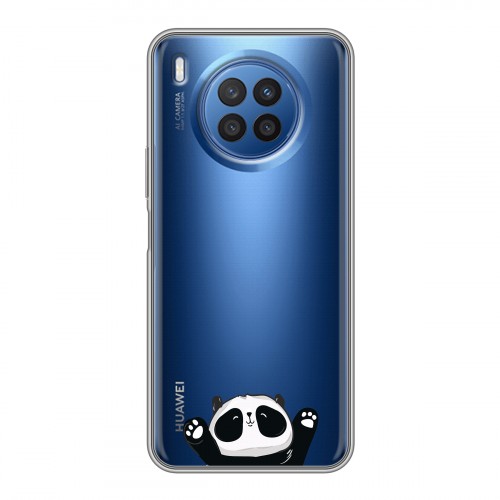 Полупрозрачный дизайнерский силиконовый с усиленными углами чехол для Huawei Nova 8i Прозрачные панды - смайлики