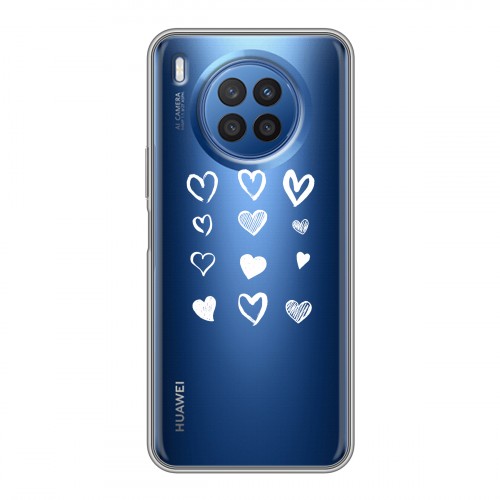 Полупрозрачный дизайнерский силиконовый чехол для Huawei Nova 8i Прозрачные сердечки