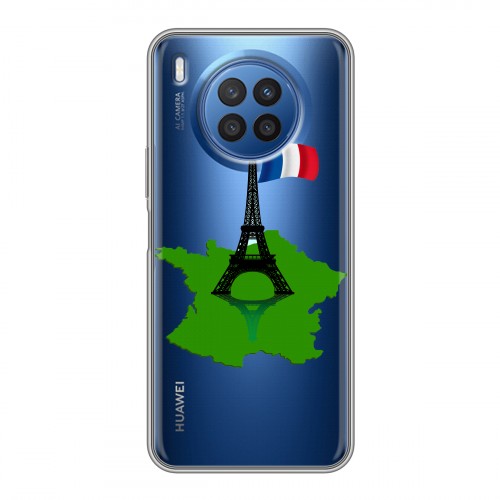Полупрозрачный дизайнерский силиконовый с усиленными углами чехол для Huawei Nova 8i Флаг Франции