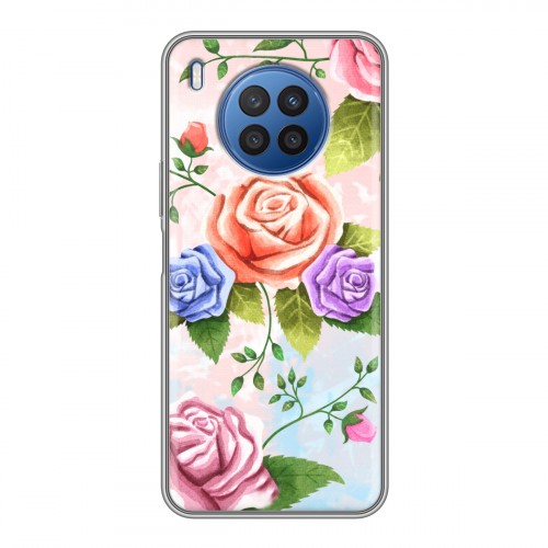 Дизайнерский силиконовый с усиленными углами чехол для Huawei Nova 8i Романтик цветы