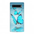 Дизайнерский силиконовый чехол для Google Pixel 6 Бабочки голубые