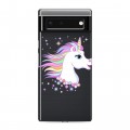 Полупрозрачный дизайнерский силиконовый чехол для Google Pixel 6 Прозрачные лошади и единороги 