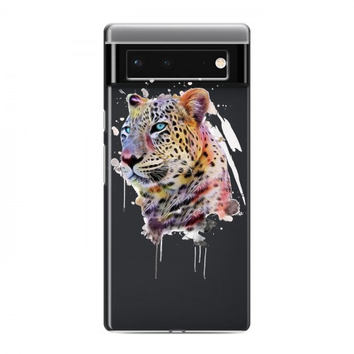 Полупрозрачный дизайнерский силиконовый чехол для Google Pixel 6 Прозрачные леопарды