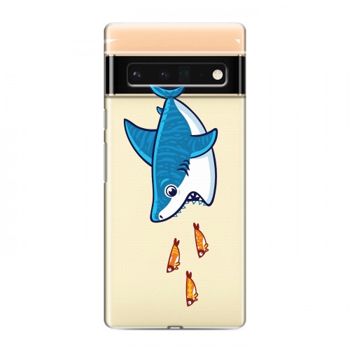 Полупрозрачный дизайнерский силиконовый чехол для Google Pixel 6 Pro Прозрачные акулы