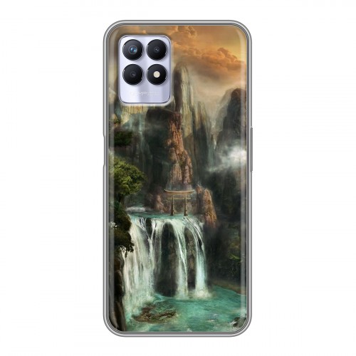 Дизайнерский силиконовый с усиленными углами чехол для Realme 8i водопады