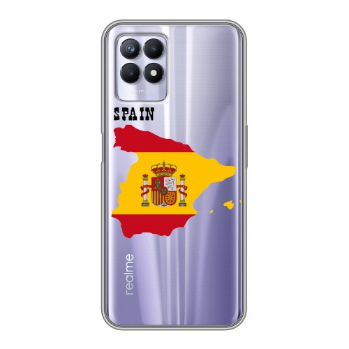 Полупрозрачный дизайнерский пластиковый чехол для Realme 8i флаг Испании