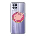 Полупрозрачный дизайнерский силиконовый с усиленными углами чехол для Realme 8i Прозрачные свинки