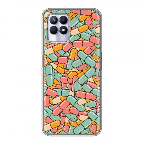 Дизайнерский силиконовый чехол для Realme 8i Разноцветные таблетки