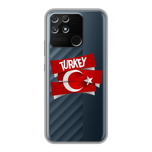 Полупрозрачный дизайнерский пластиковый чехол для Realme Narzo 50A Флаг Турции