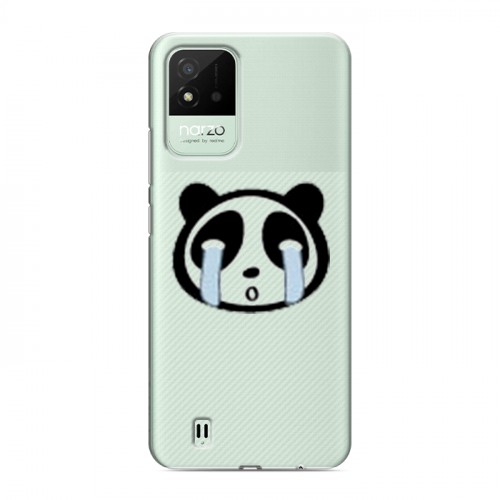 Полупрозрачный дизайнерский силиконовый с усиленными углами чехол для Realme Narzo 50i Прозрачные панды - смайлики