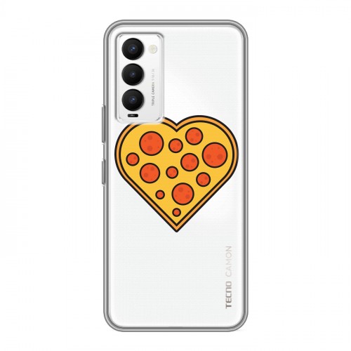 Полупрозрачный дизайнерский силиконовый чехол для Tecno Camon 18 Прозрачная Пицца