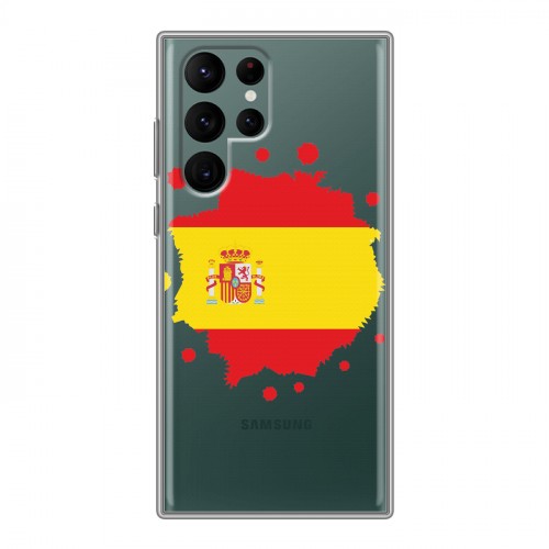 Полупрозрачный дизайнерский пластиковый чехол для Samsung Galaxy S22 Ultra флаг Испании